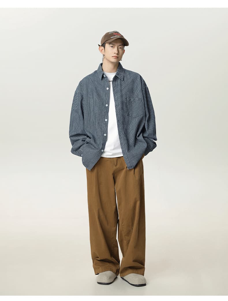 柄シャツ ストライプ柄 カジュアル シャツ