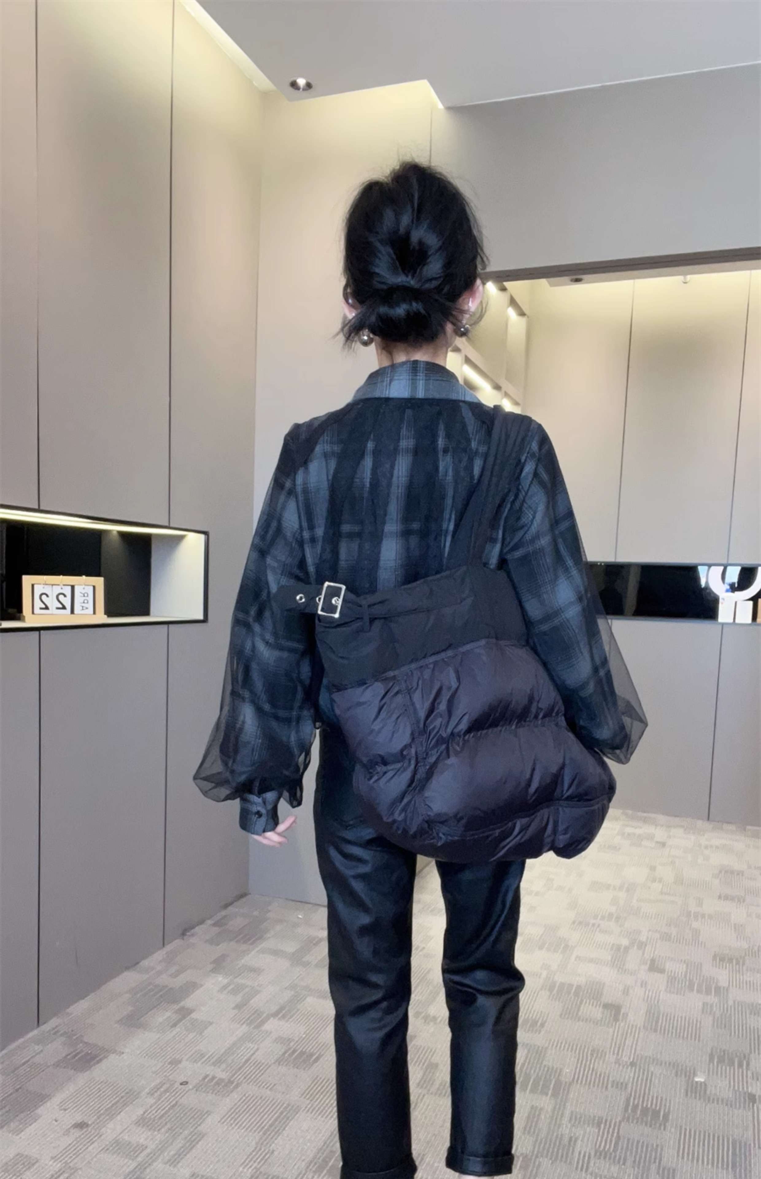 柄シャツ ゆったりシルエット格子柄シャツ