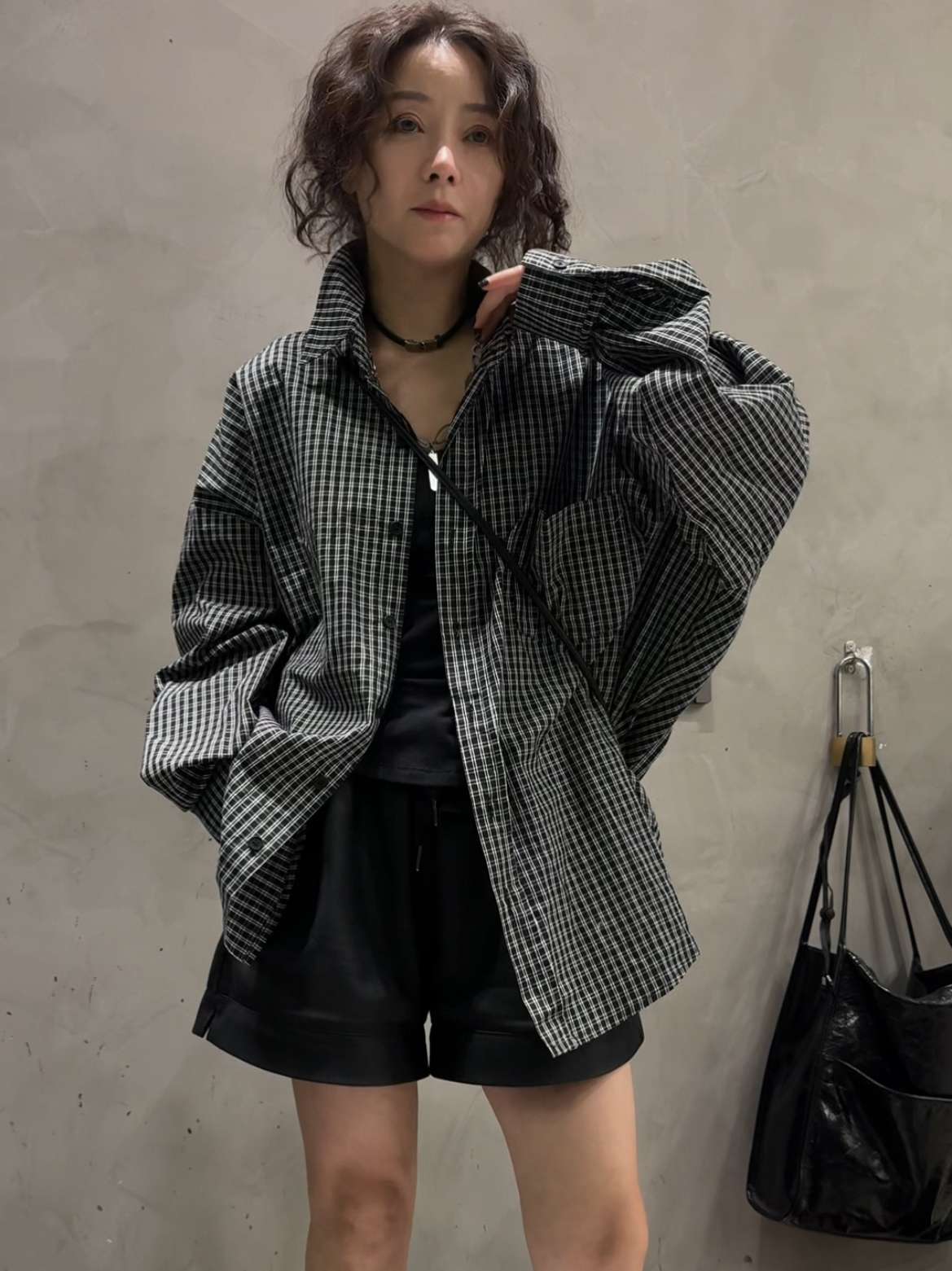 柄シャツ オーバーサイズ チェック柄シャツ