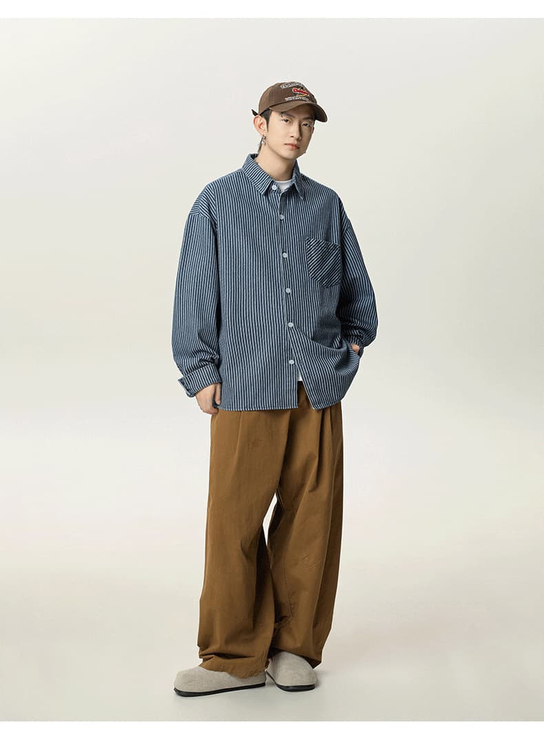 柄シャツ ストライプ柄 カジュアル シャツ
