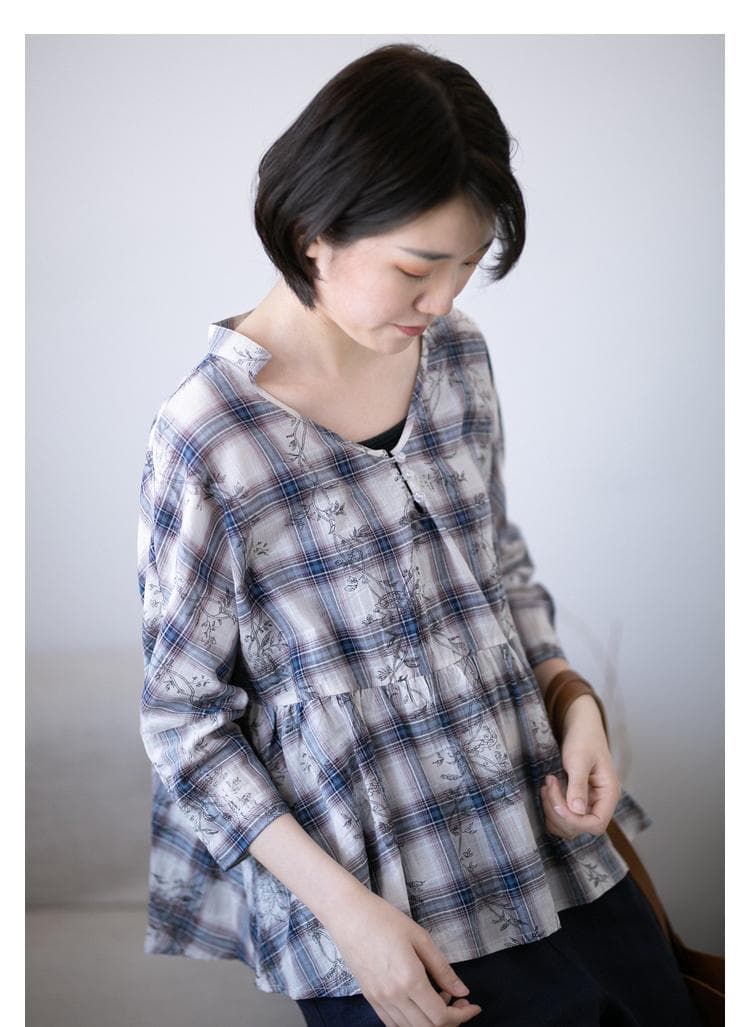 柔らか花柄柄シャツ