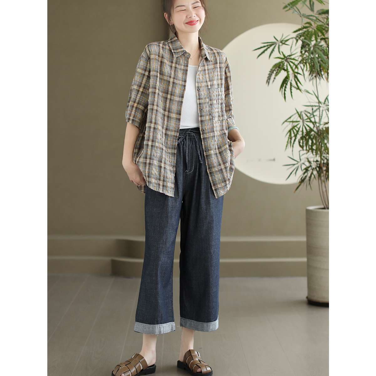 柄シャツ リラックス チェック柄 シャツ
