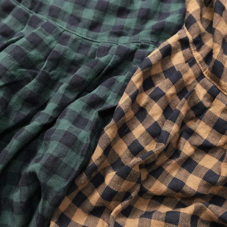 柄シャツ ふんわりシルエットチェックブラウス