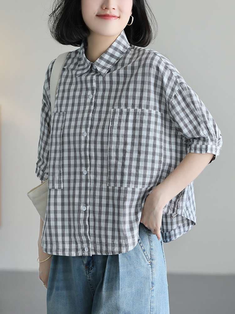 柄シャツ チェック柄シャツ ゆったりシルエット