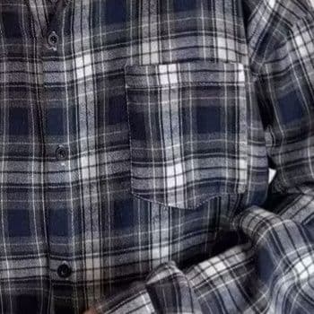 柄シャツ 格子柄ゆったりカジュアル長袖シャツ