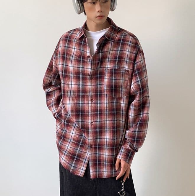 柄シャツ ゆったりシルエット柄シャツ