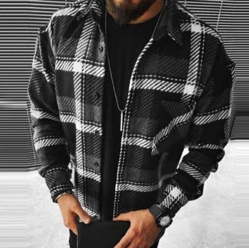 柄シャツ クラシック格子柄 長袖シャツ
