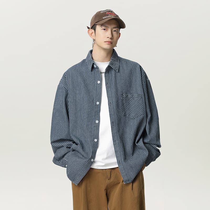 柄シャツ ストライプ柄 カジュアル シャツ