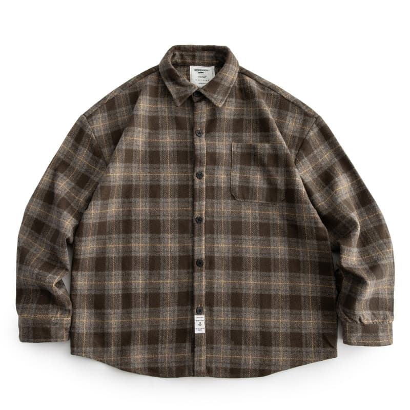 柄シャツ ゆったりシルエットチェック柄長袖シャツ