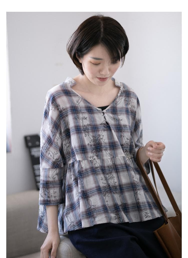 柔らか花柄柄シャツ