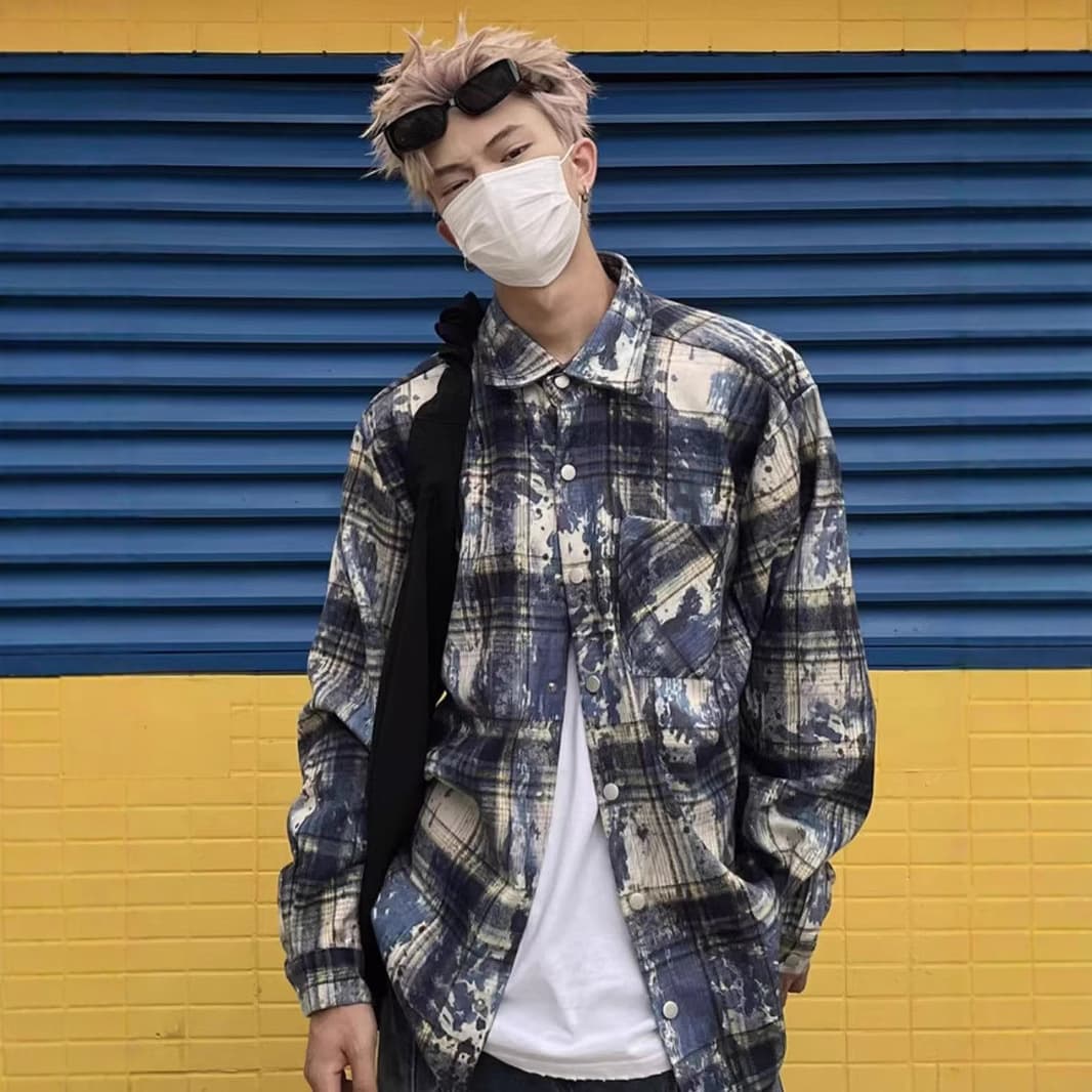 柄シャツ アートペイント風柄シャツ