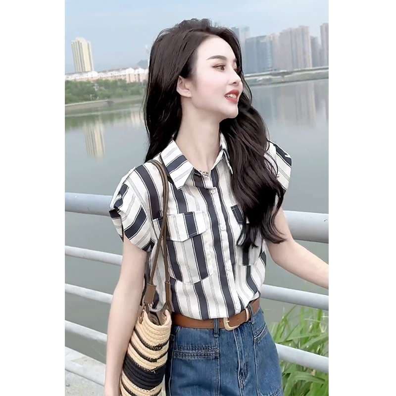 柄シャツ さわやかストライプ半袖シャツ