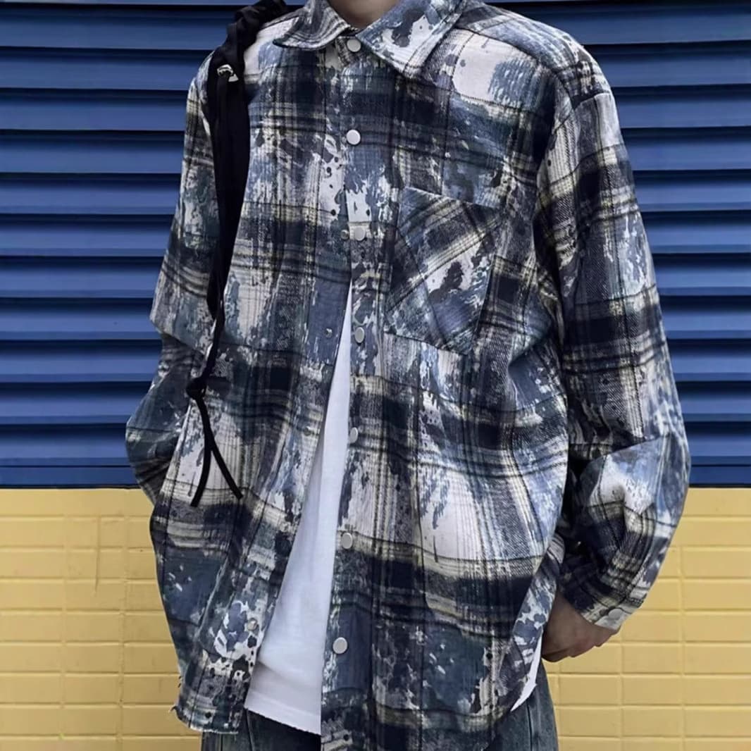 柄シャツ アートペイント風柄シャツ