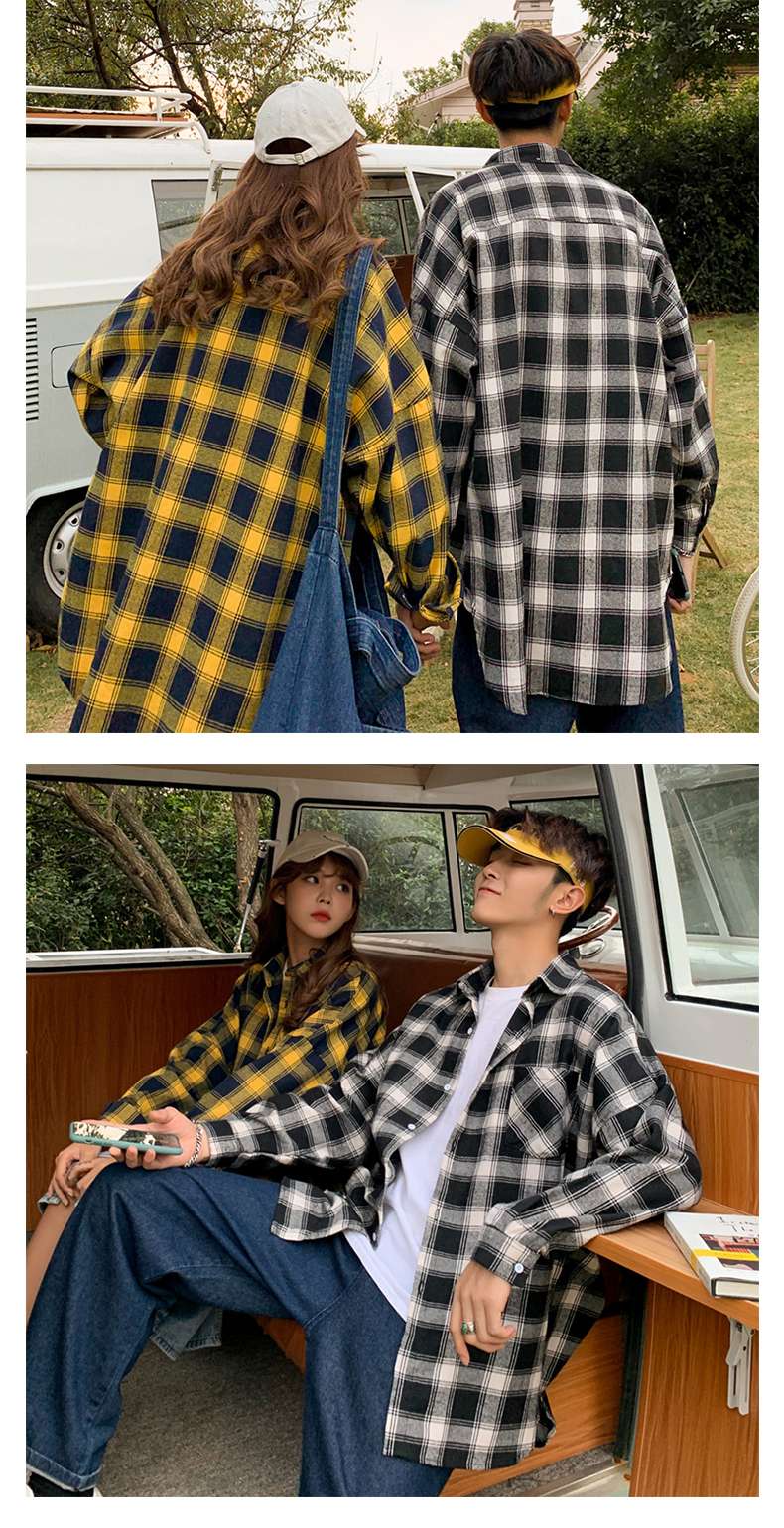 柄シャツ ゆったりカジュアルチェック柄シャツ