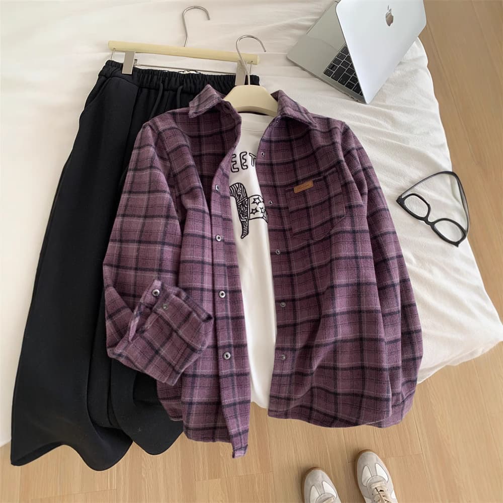 あったか起毛柄シャツ