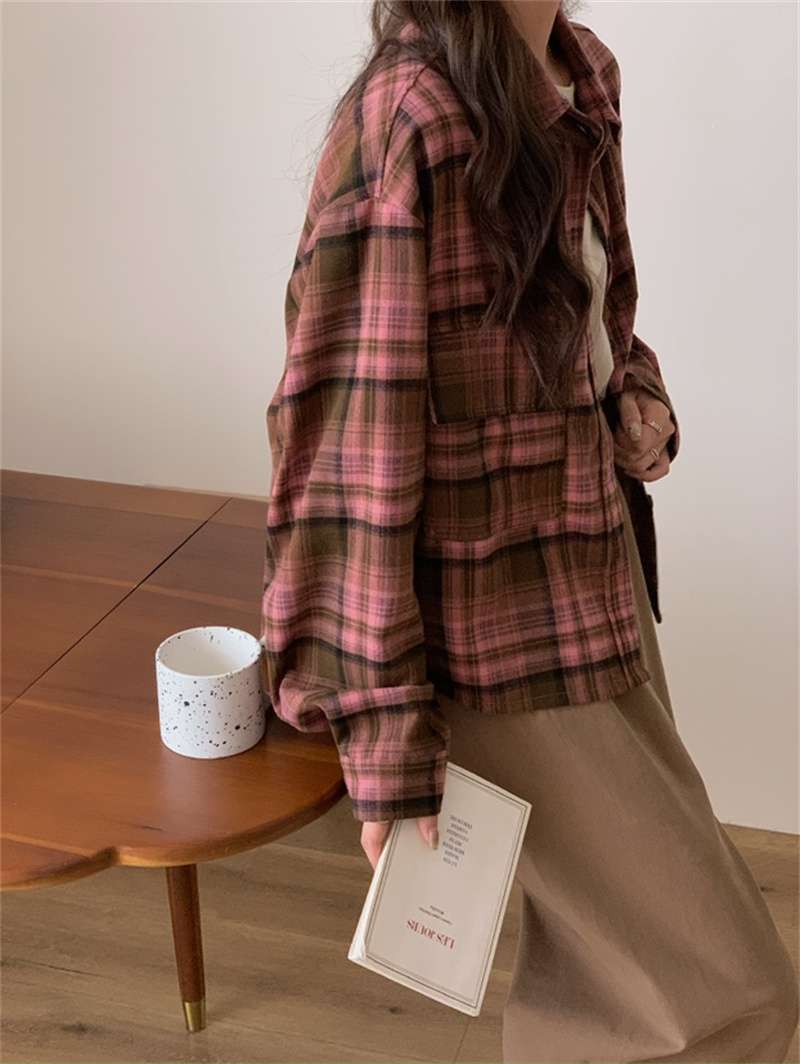 柄シャツ ゆったりチェック柄シャツ