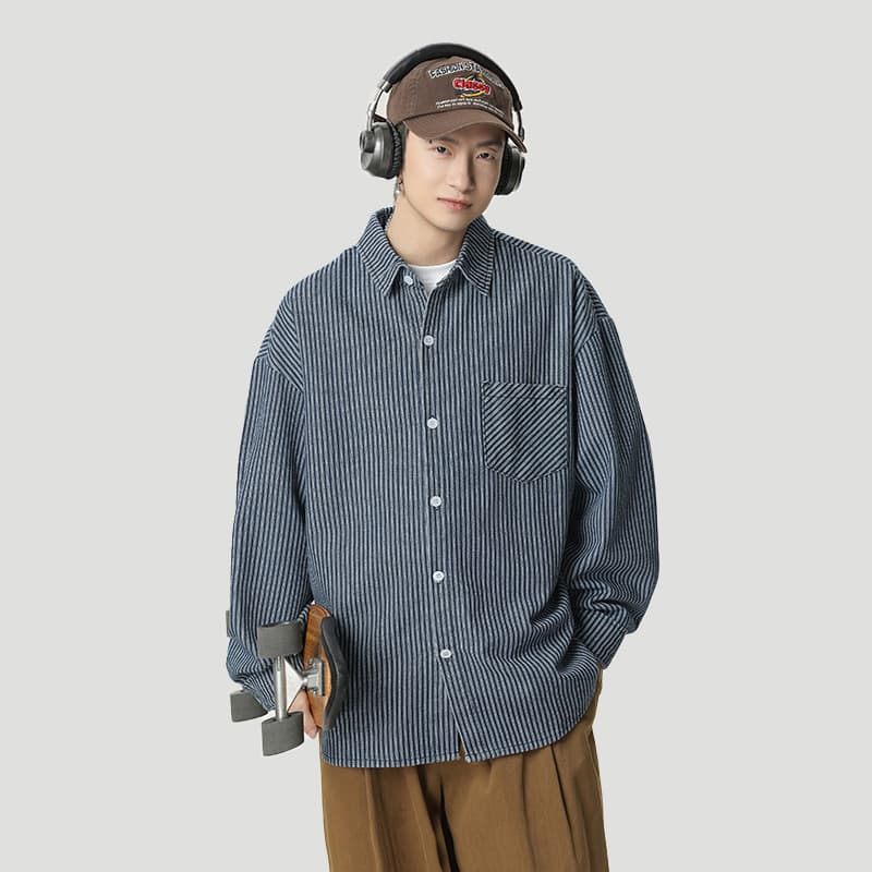 柄シャツ ストライプ柄 カジュアル シャツ