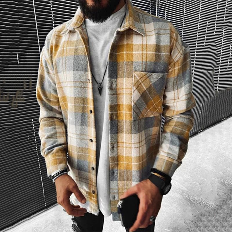 柄シャツ クラシック格子柄 長袖シャツ
