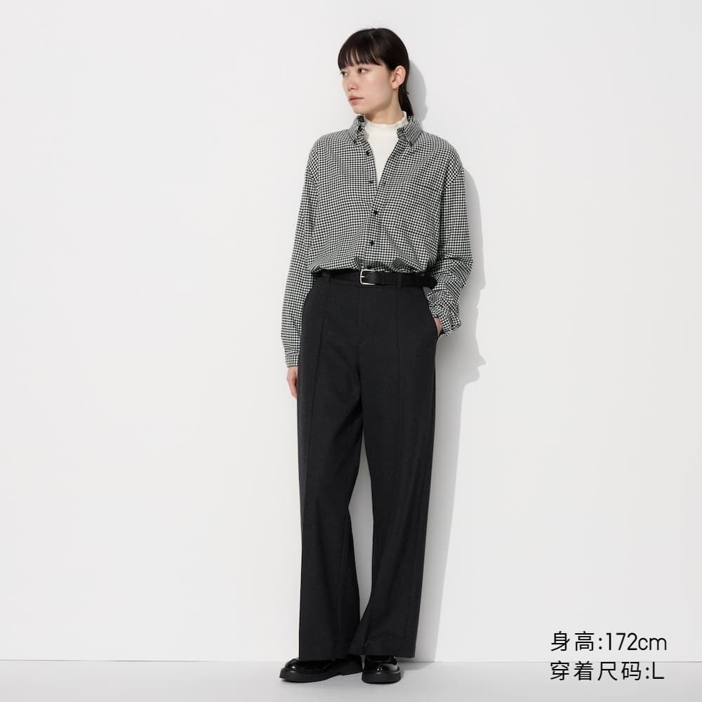 柄シャツ 上品な千鳥格子柄の長袖シャツ