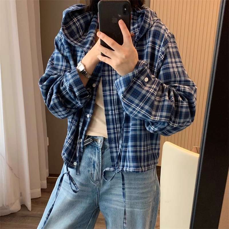 柄シャツ ゆったりチェック柄シャツ