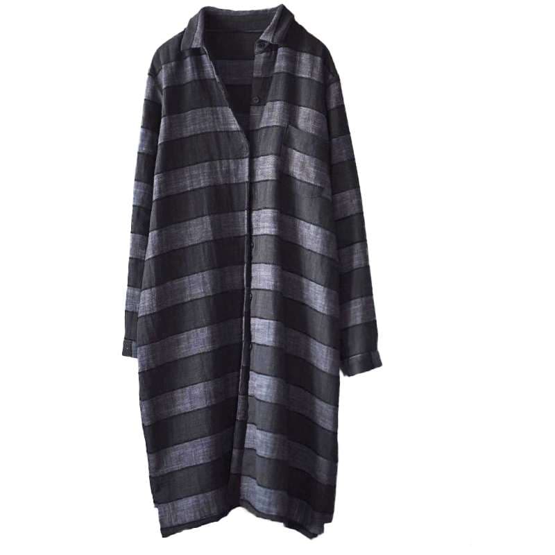 柄シャツ レトロ風チェック柄ロングシャツ