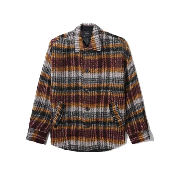 柄シャツ ストライプ柄 ウール混 オーバーサイズシャツジャケット