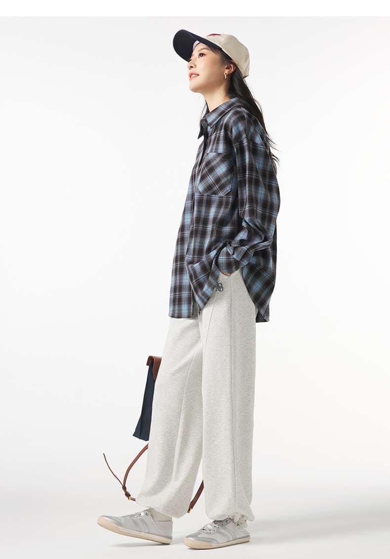シンプル カジュアル 柄シャツ