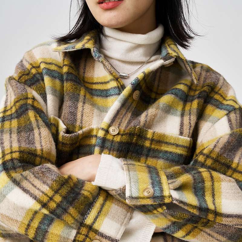 柄シャツ ゆったりチェック柄シャツワンピース