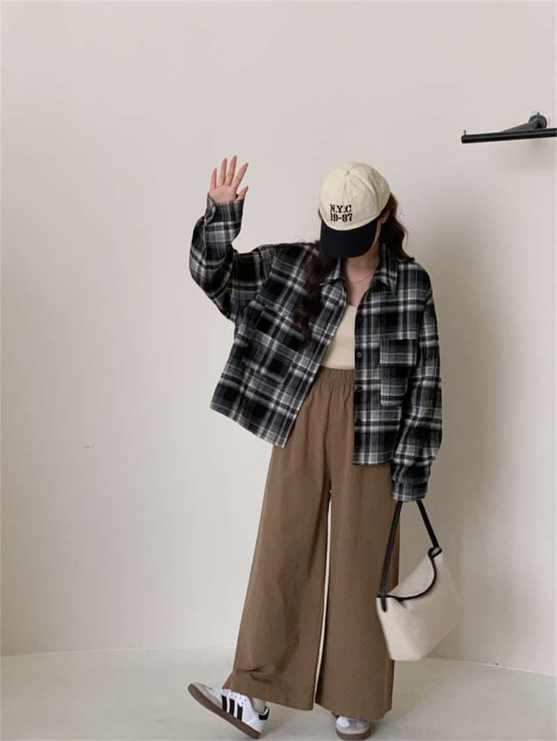 柄シャツ ゆったりチェック柄シャツ