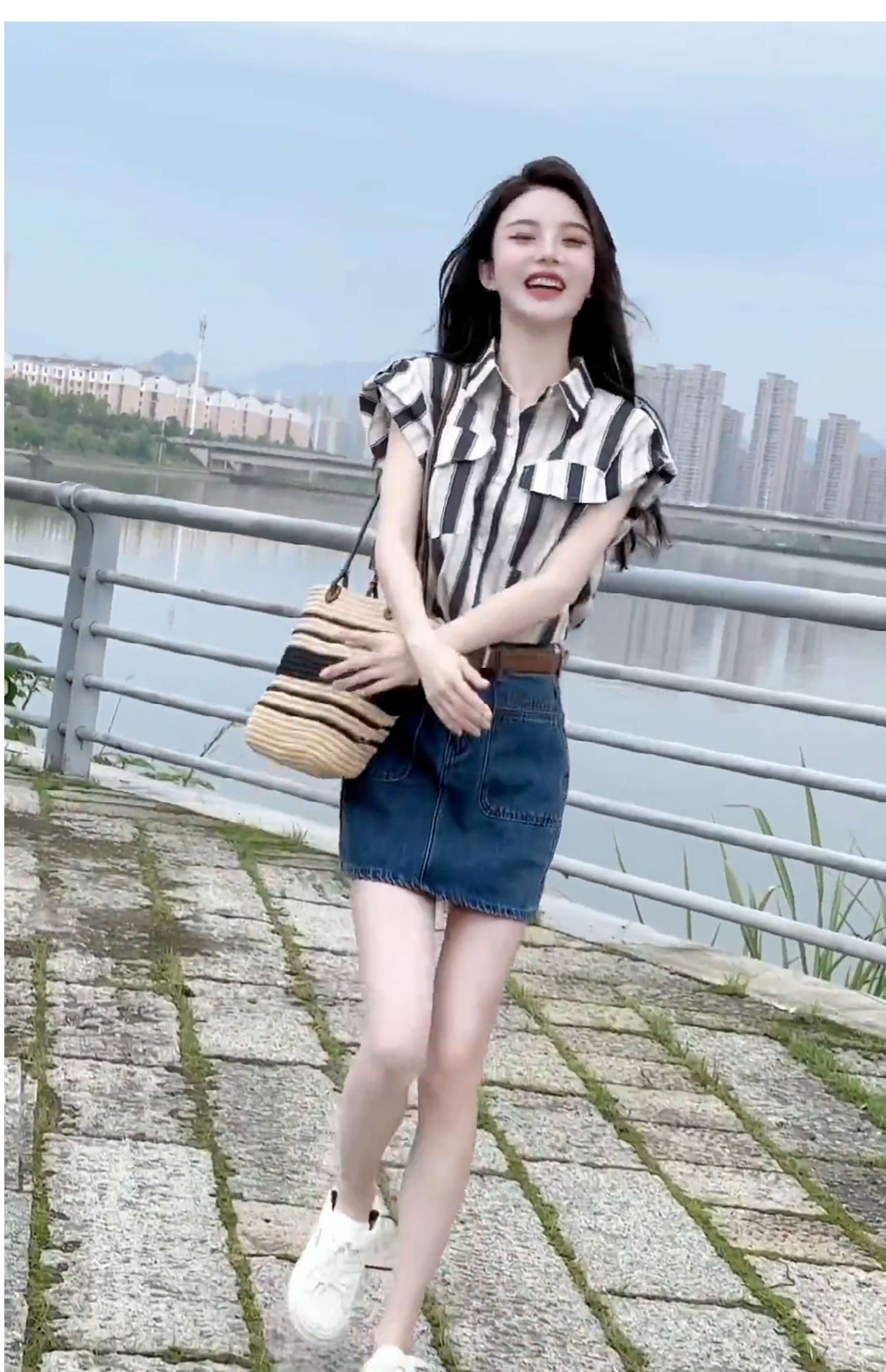 柄シャツ さわやかストライプ半袖シャツ