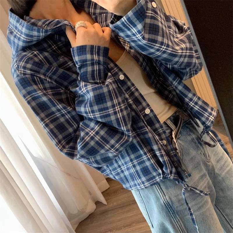 柄シャツ ゆったりチェック柄シャツ