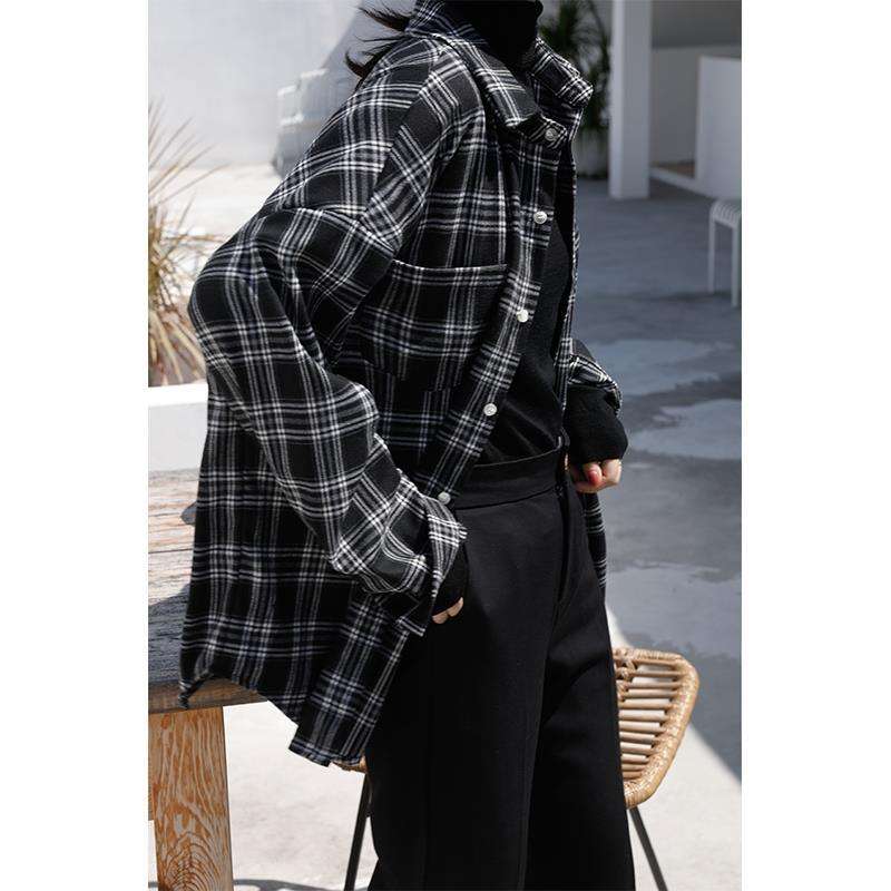 柄シャツ ゆったりチェック柄シャツジャケット