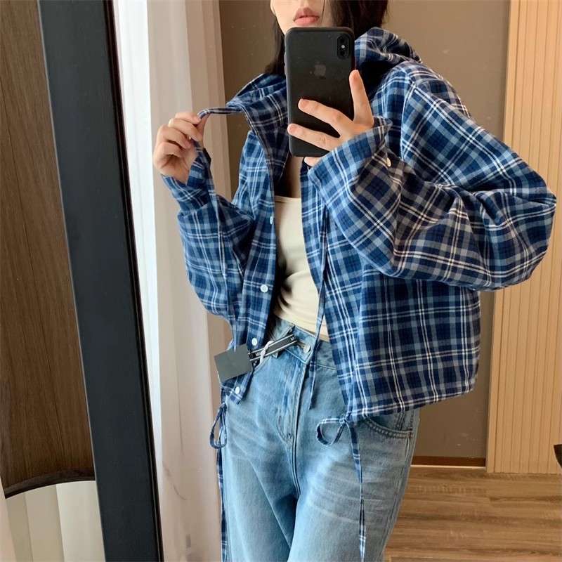 柄シャツ ゆったりチェック柄シャツ