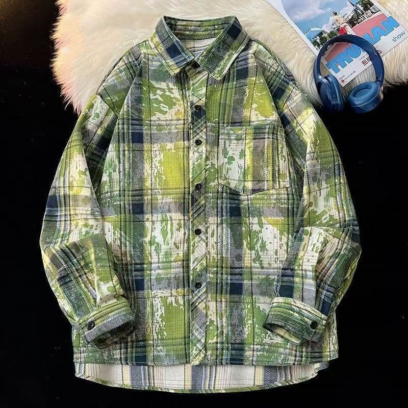 柄シャツ アートペイント風柄シャツ