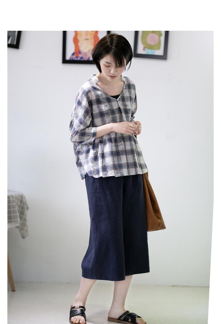 柔らか花柄柄シャツ
