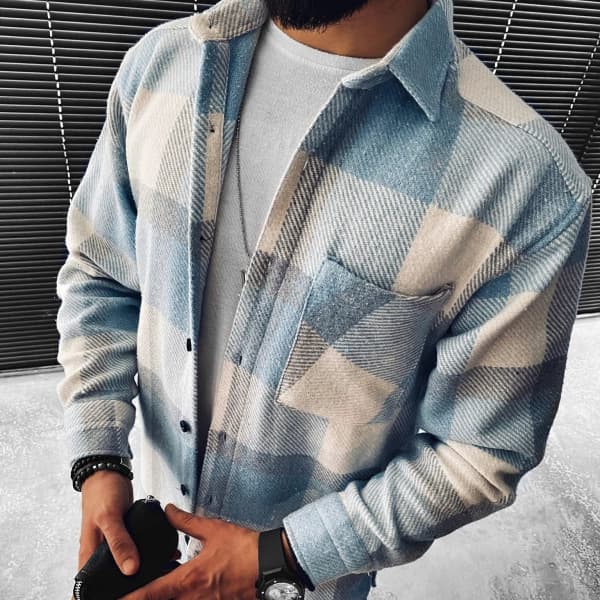 柄シャツ クラシック格子柄 長袖シャツ