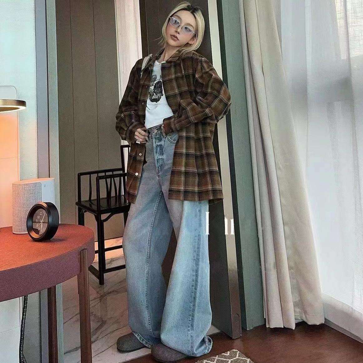 柄シャツ ゆったりチェック柄シャツジャケット
