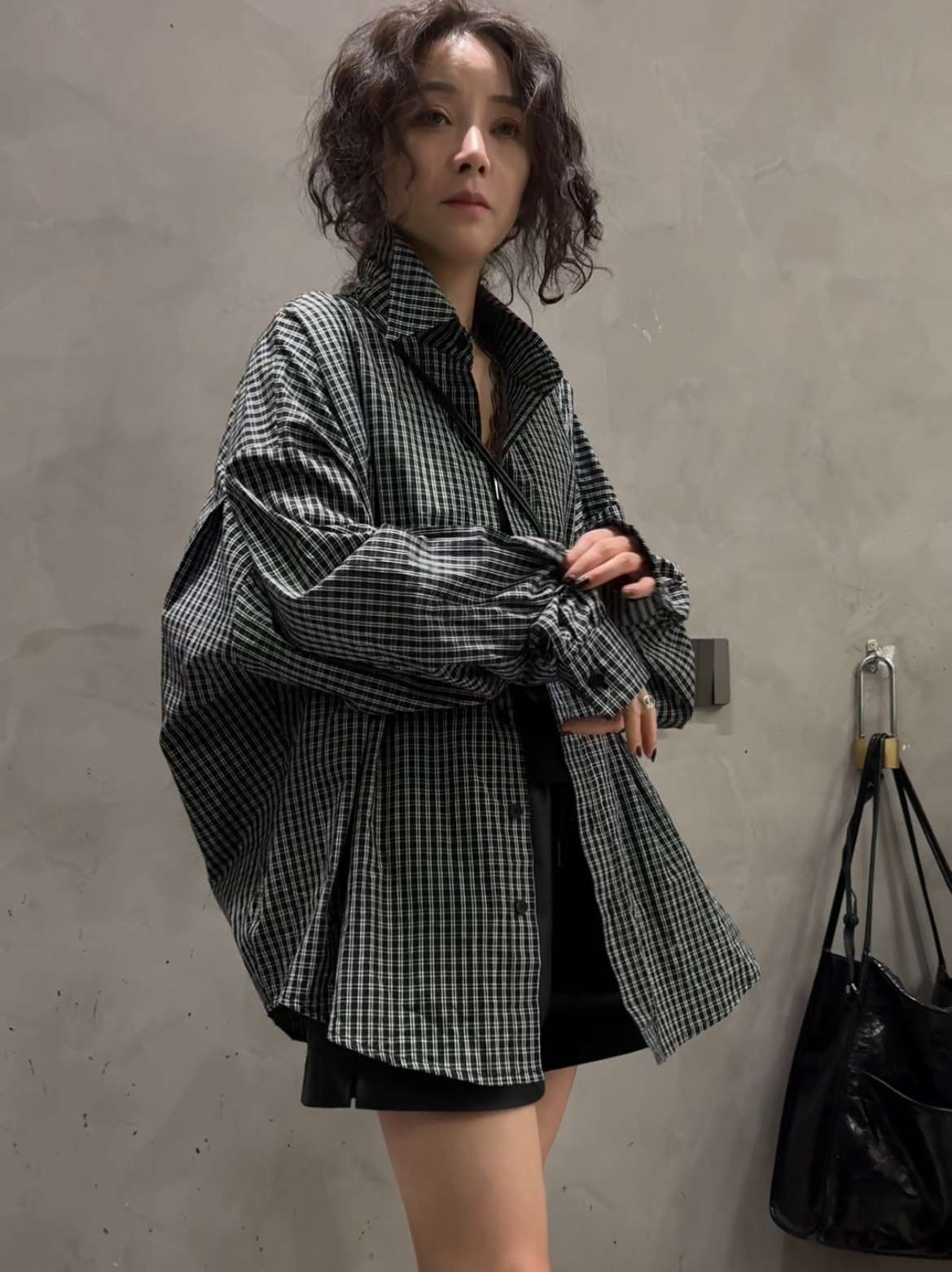 柄シャツ オーバーサイズ チェック柄シャツ