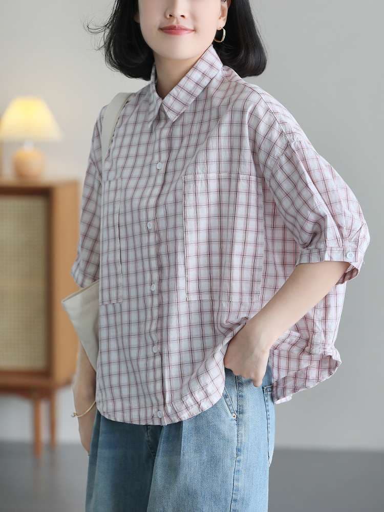 柄シャツ チェック柄シャツ ゆったりシルエット
