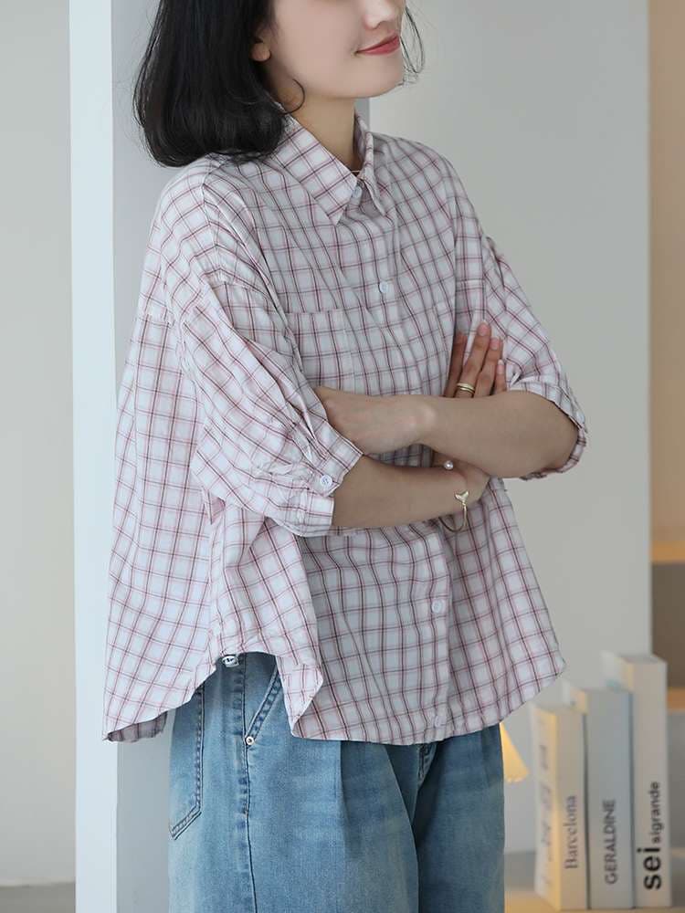 柄シャツ チェック柄シャツ ゆったりシルエット