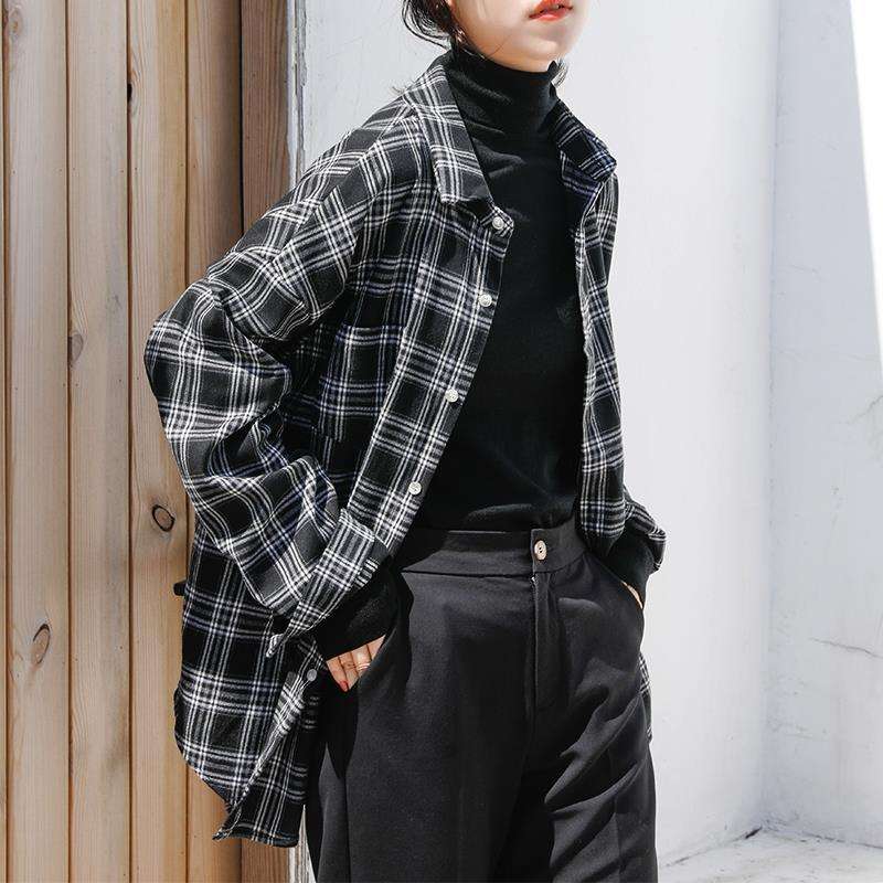 柄シャツ ゆったりチェック柄シャツジャケット