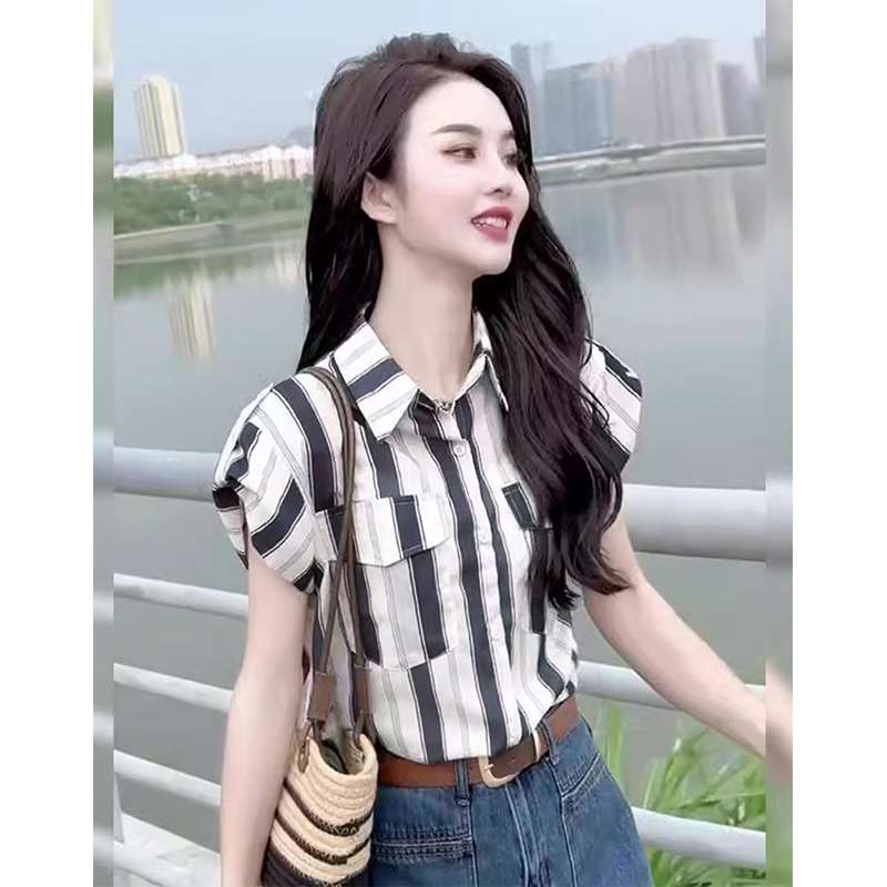 柄シャツ さわやかストライプ半袖シャツ