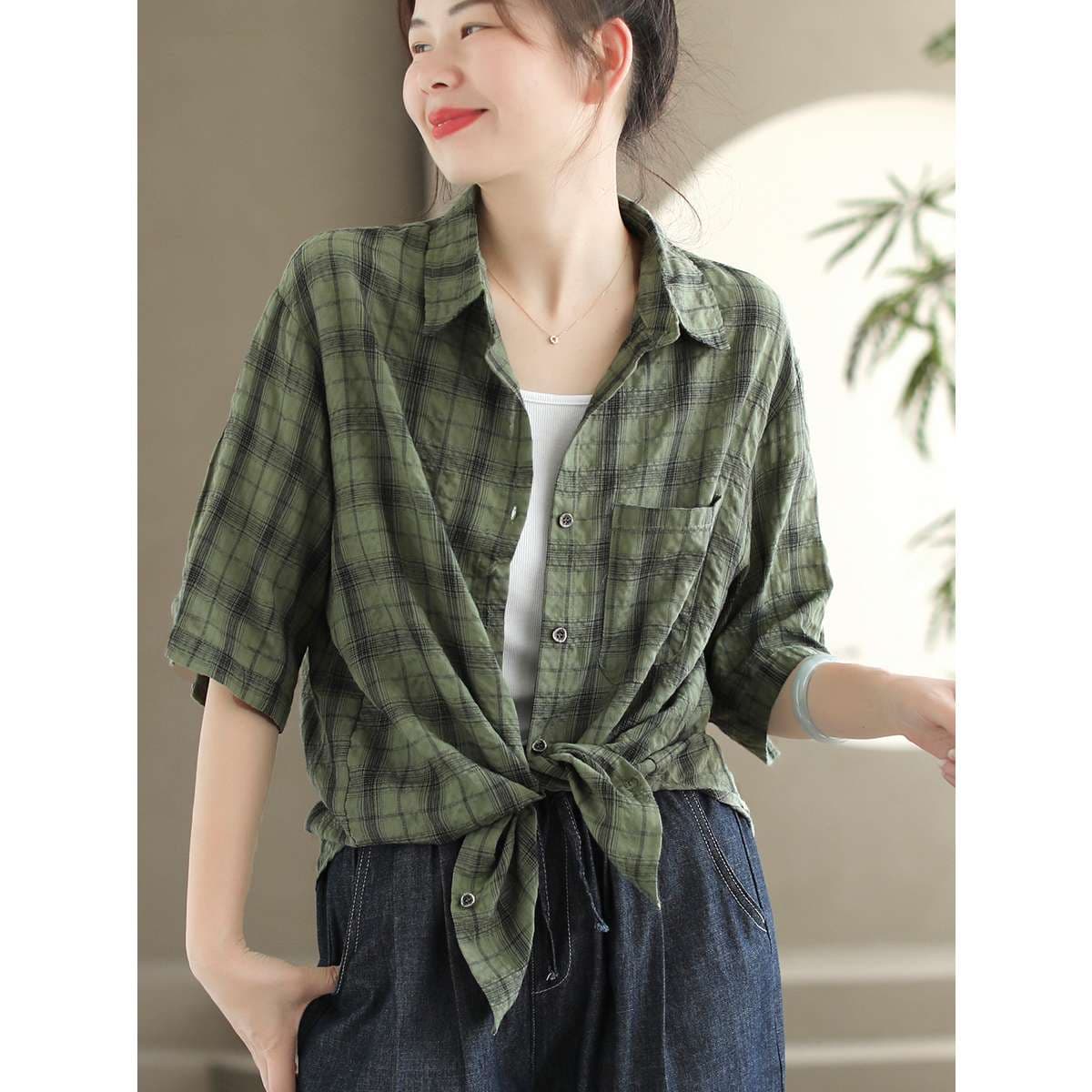 柄シャツ リラックス チェック柄 シャツ