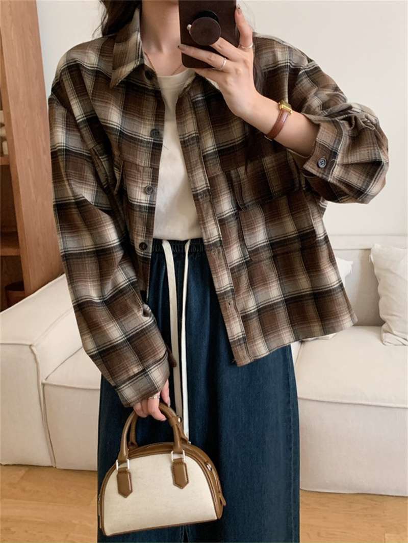 柄シャツ ゆったりチェック柄シャツ
