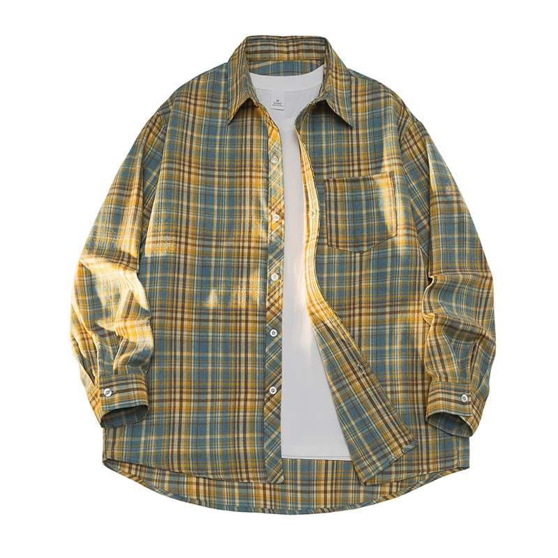柄シャツ ゆったりチェック柄 ワークシャツ