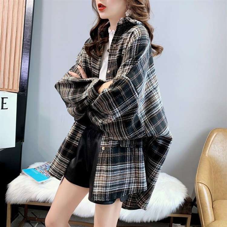 柄シャツ チェック柄オーバーサイズシャツジャケット