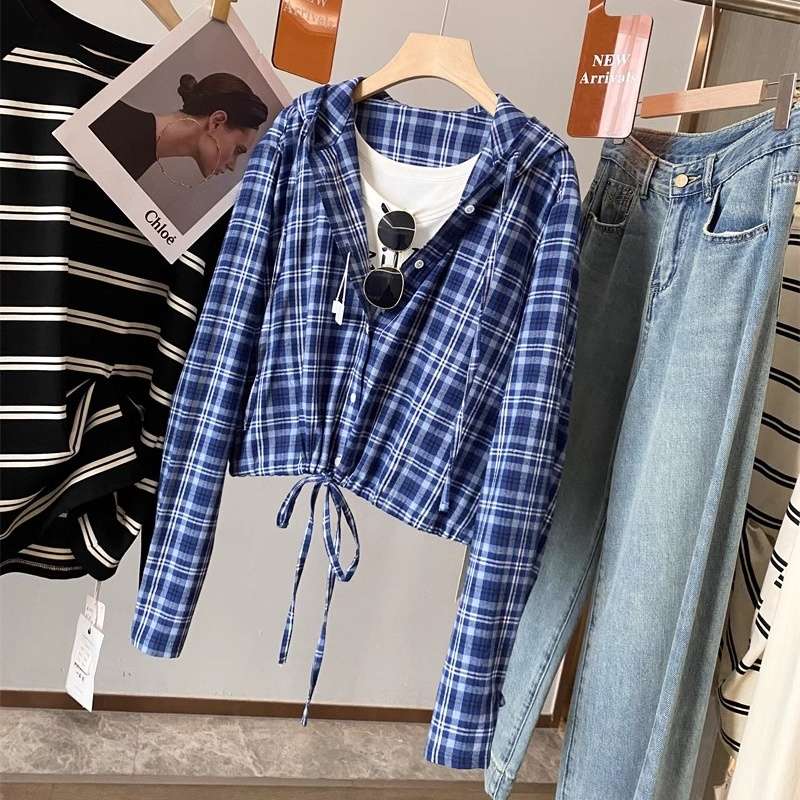 柄シャツ ゆったりチェック柄シャツ