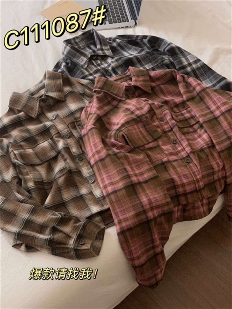 柄シャツ ゆったりチェック柄シャツ