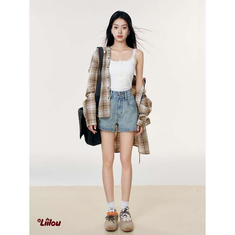 柄シャツ ゆったりチェック柄シャツアウター