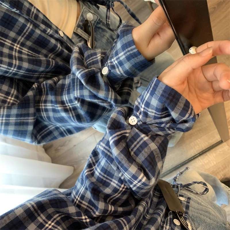 柄シャツ ゆったりチェック柄シャツ